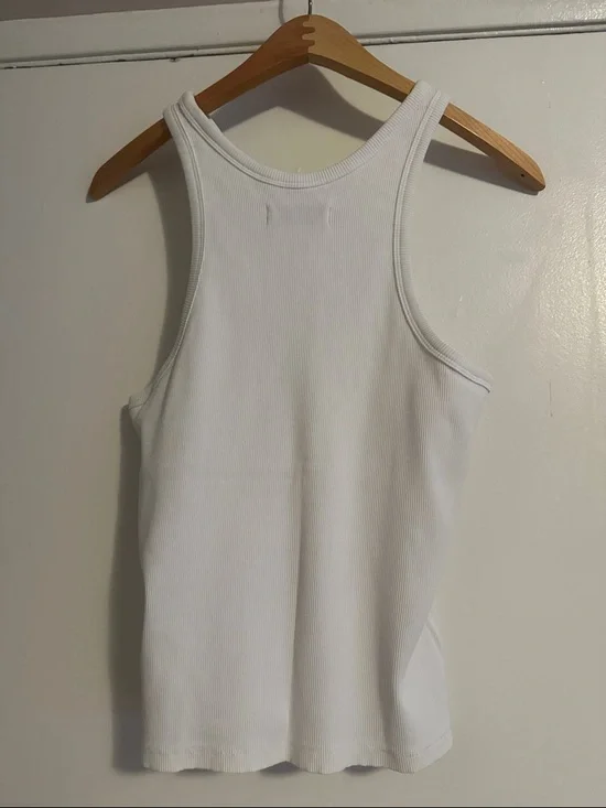 Everlane White Ribbed Racerback Tank - Picture 3 of 4